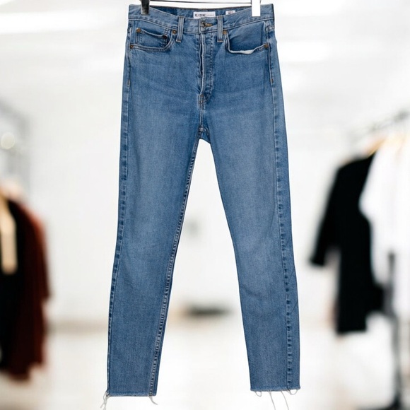 ♥️RE/DONE Originals Skinny Jeans Raw Hem Cotton | Size 27 - Picture 2 of 9